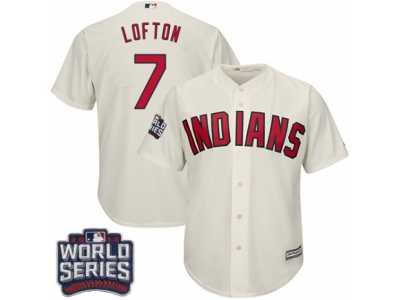 Youth Majestic Cleveland Indians #7 Kenny Lofton Authentic Cream Alternate 2 2016 World Series Bound Cool Base MLB Jersey