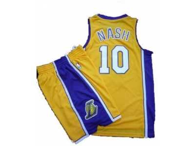 NBA Los Angeles Lakers #10 Steve Nash yellow[Revolution 30 Swingman]& Shorts Suit
