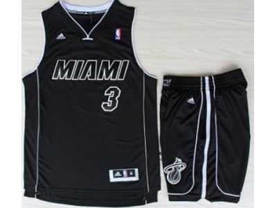 NBA Miami Heat #3 Dwyane Wade Black With White Shadow(Revolution 30) Suits