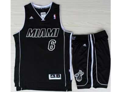 NBA Miami Heat #6 LeBron James Black With White Shadow (Revolution 30)Suits