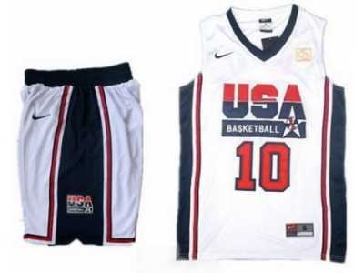 USA Basketball Retro 1992 Olympic Dream Team White Jersey & Shorts Suit #10 Kobe Bryant