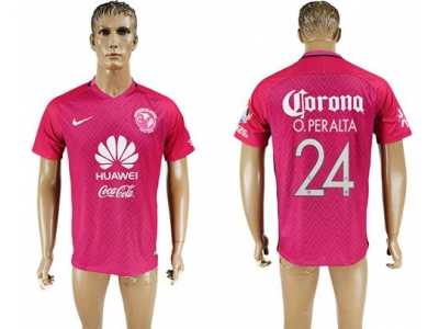 America #24 O.Peralta Pink Soccer Club Jersey