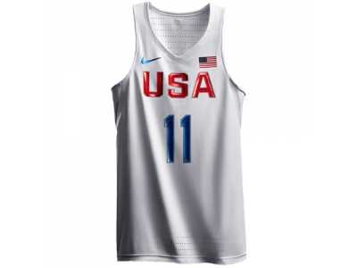 Men's Nike Team USA #11 Klay Thompson Authentic White 2016 Olympic Basketball Jerse