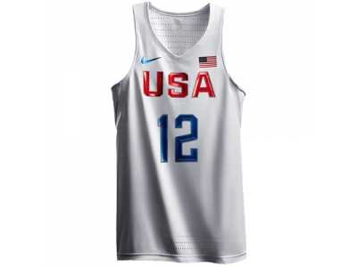 Men's Nike Team USA #12 DeMarcus Cousins Swingman White 2016 Olympic Basketball Jersey
