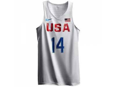 Men's Nike Team USA #14 Draymond Green Authentic White 2016 Olympic Basketball Jersey