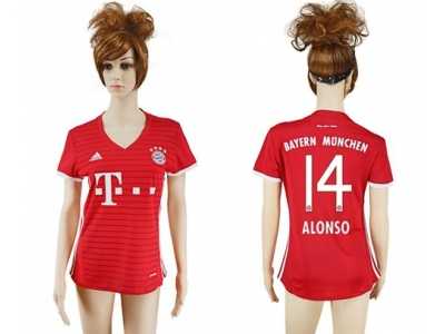 Women's Bayern Munchen #14 Alonso Home Soccer Club Jersey