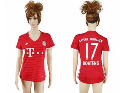 Women's Bayern Munchen #17 Boateng Home Soccer Club Jersey