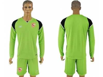 Sevilla Blank Green Goalkeeper Long Sleeves Soccer Club Jersey