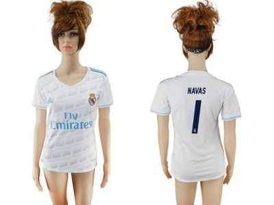 Women's Real Madrid #1 Navas Home Soccer Club Jersey