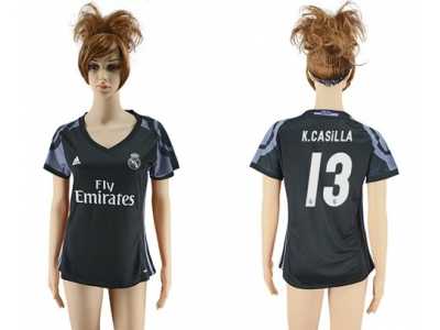 Women's Real Madrid #13 K.Casilla Sec Away Soccer Club Jersey