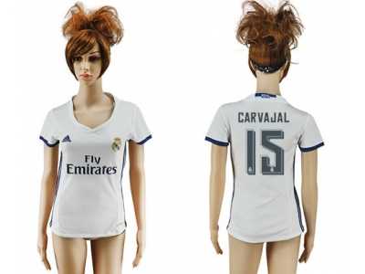 Women's Real Madrid #15 Carvajal Home Soccer Club Jersey