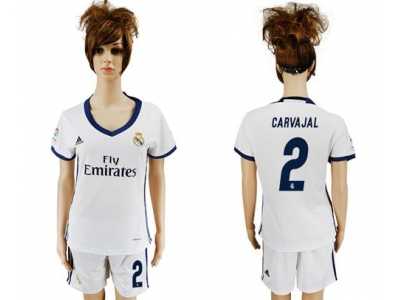 Women\'s Real Madrid #2 Carvajal Home Soccer Club Jersey