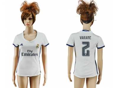 Women's Real Madrid #2 Varane Home Soccer Club Jersey