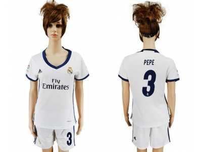 Women's Real Madrid #3 Pepe Home Soccer Club Jersey