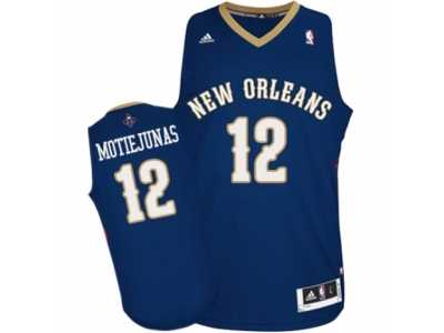 Men's Adidas New Orleans Pelicans #12 Donatas Motiejunas Authentic Navy Blue Road NBA Jersey