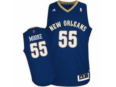 Men's Adidas New Orleans Pelicans #55 E'Twaun Moore Authentic Navy Blue Road NBA Jersey