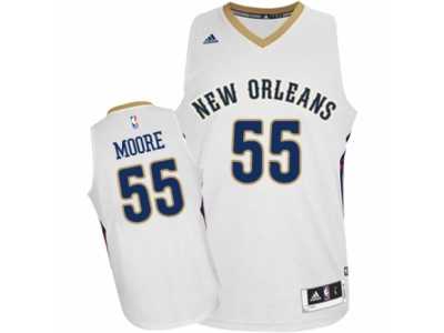 Men's Adidas New Orleans Pelicans #55 E'Twaun Moore Authentic White Home NBA Jersey