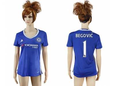 Women's Chelsea #1 Begovic Home Soccer Club Jersey