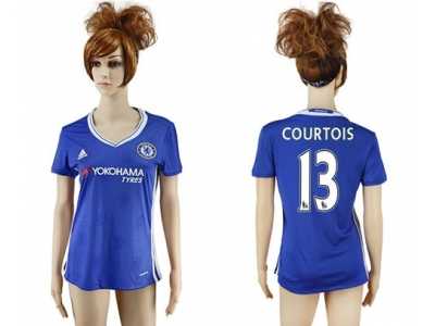 Women's Chelsea #13 Courtois Home Soccer Club Jersey