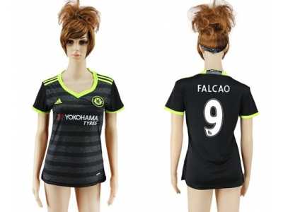 Women's Chelsea #9 Falcao Away Soccer Club Jersey