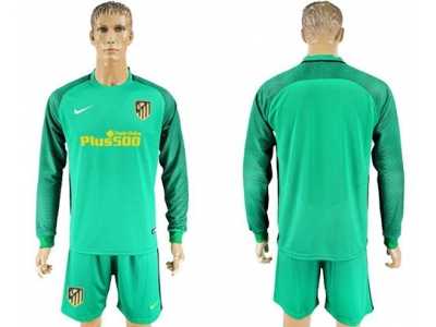 Atletico Madrid Blank Green Goalkeeper Long Sleeves Soccer Club Jersey
