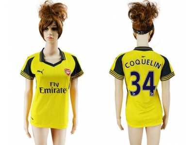 Women's Arsenal #34 Coquelin Away Soccer Club Jersey