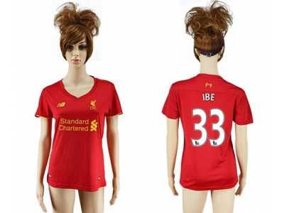 Women's Liverpool #33 IBE Red Home Soccer Club Jersey
