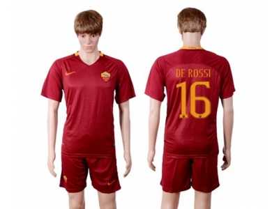 Roma #16 De Rossi Red Home Soccer Club Jersey