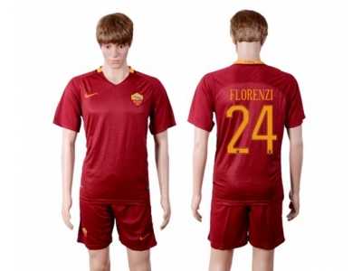 Roma #24 Florenzi Red Home Soccer Club Jersey