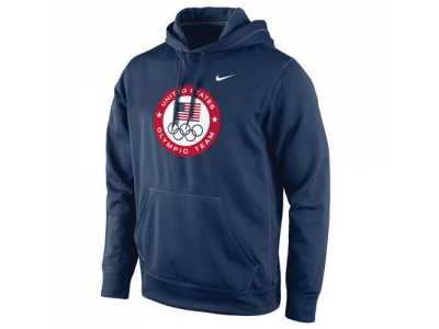 Team USA Nike Olympic Logo KO Pullover Performance Hoodie Navy