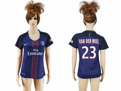Women's Paris Saint-Germain #23 Van Der Wiel Home Soccer Club Jersey