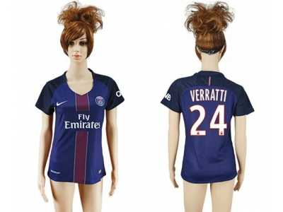 Women's Paris Saint-Germain #24 Verratti Home Soccer Club Jersey