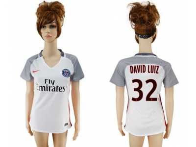 Women's Paris Saint-Germain #32 David Luiz Sec Away Soccer Club Jersey