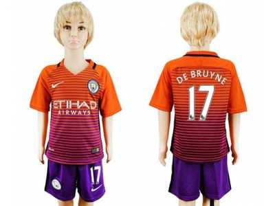 Manchester City #17 De Bruyne Sec Away Kid Soccer Club Jersey