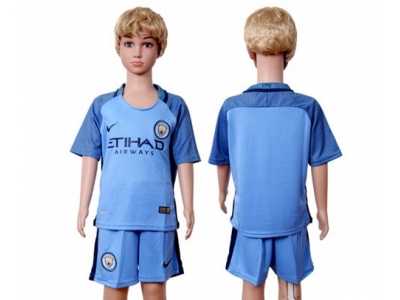 Manchester City Blank Home Kid Soccer Club Jersey