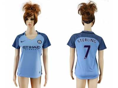 Women\'s Manchester City #7 Sterling Home Soccer Club Jersey