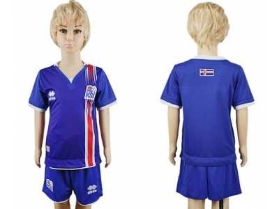 Iceland Blank Home Kid Soccer Country Jersey