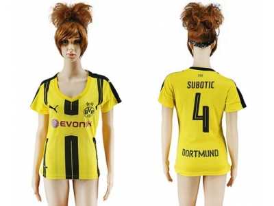 Women's Dortmund #4 Subotic Home Soccer Club Jersey