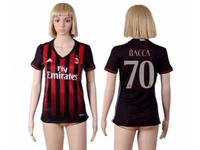 Women\'s AC Milan #70 Bacca Home Soccer Club Jersey