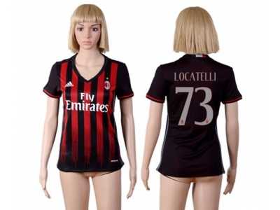 Women\'s AC Milan #73 Locatelli Home Soccer Club Jersey