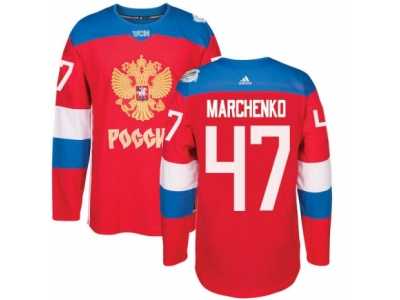 Men's Adidas Team Russia #47 Alexey Marchenko Authentic Red Away 2016 World Cup of Hockey Jersey
