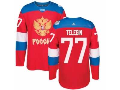 Men's Adidas Team Russia #77 Ivan Telegin Premier Red Away 2016 World Cup of Hockey Jersey
