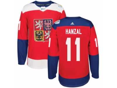 Men's Adidas Team Czech Republic #11 Martin Hanzal Authentic Red Away 2016 World Cup of Hockey Jersey