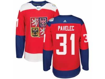 Men's Adidas Team Czech Republic #31 Ondrej Pavelec Premier Red Away 2016 World Cup of Hockey Jersey