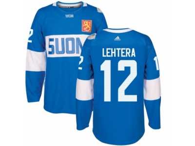 Men's Adidas Team Finland #12 Jori Lehtera Premier Blue Away 2016 World Cup of Hockey Jersey