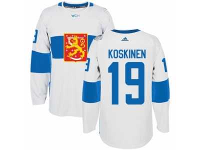 Men's Adidas Team Finland #19 Mikko Koskinen Authentic White Home 2016 World Cup of Hockey Jersey