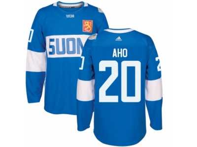Men's Adidas Team Finland #20 Sebastian Aho Premier Blue Away 2016 World Cup of Hockey Jersey