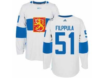 Men's Adidas Team Finland #51 Valtteri Filppula Authentic White Home 2016 World Cup of Hockey Jersey