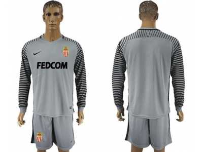 Monaco Blank Grey Goalkeeper Long Sleeves Soccer Club Jersey