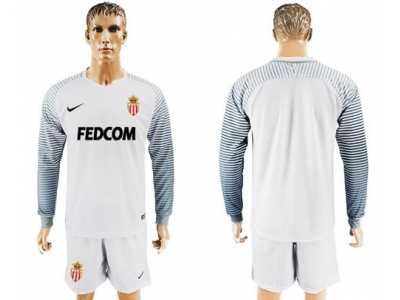 Monaco Blank White Goalkeeper Long Sleeves Soccer Club Jersey